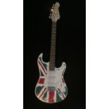 AFTER FENDER, A STRATOCASTER STYLE GUITAR The body with 'Union Jack' design, white scratch plate