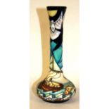 MOORCROFT, A SLENDER TUBELINED POTTERY VASE Decorated with the Noah's Ark Dove of Peace pattern,