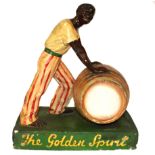 LEMON HART RUM, A MID 20TH CENTURY PLASTER ADVERTISING FIGURE Depicted as a man pushing a barrel,