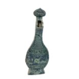 A 19TH CENTURY CHINESE BLUE AND WITH VASE MODELLED AS A PIPPA Bearing Da Ming Zhi seal mark. (66cm)