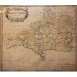 ROBERT MORDEN, AN 18TH CENTURY COLOURED ENGRAVING MAP OF DORSETSHIRE Having a cartouches to upper