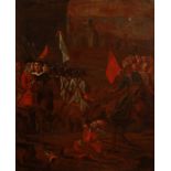 A LARGE 17TH/18TH CENTURY OIL ON CANVAS A Turkish ottoman and possibly Austria cavalry on