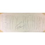 AN ORIGINAL AUTOGRAPHED BIRTHDAY CARD FROM GEORGE HARRISON Hand written on reverse from a British