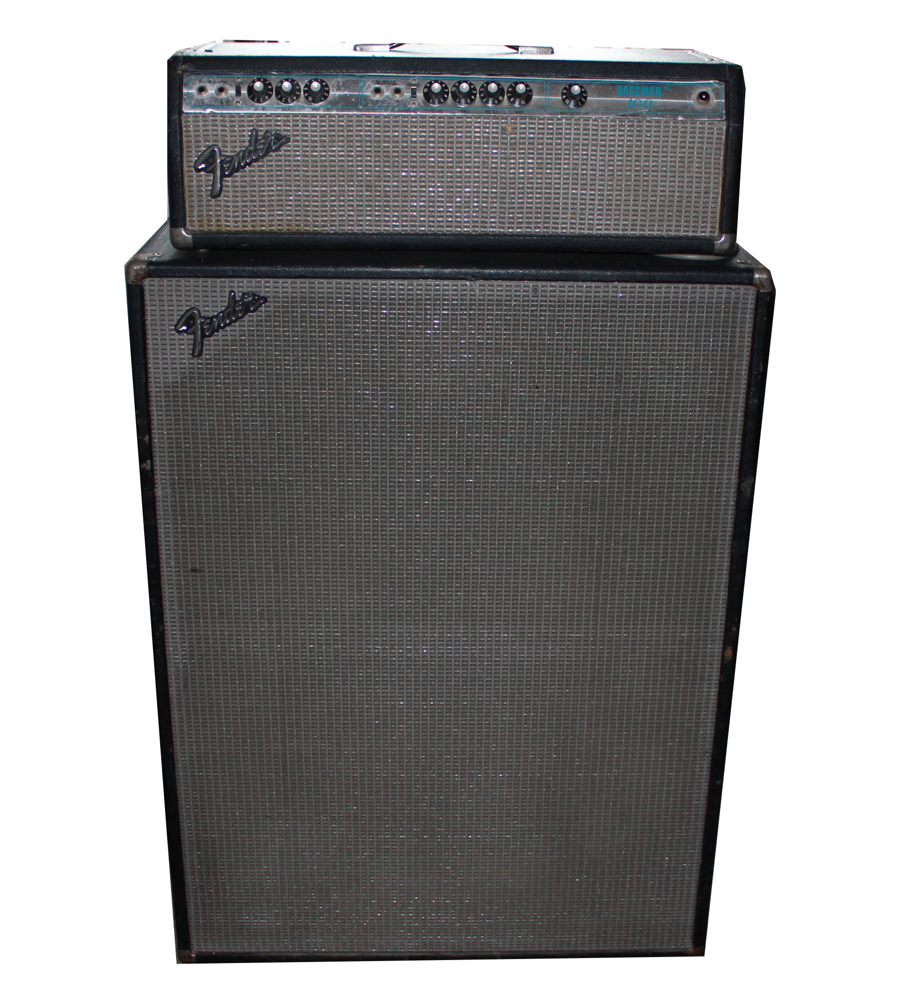 FENDER, BASSMAN, A 100 WATT BASS 4X12 SPEAKER CAB, CIRCA 1967/1968 Converted from USA 110v to UK