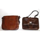 TWO VINTAGE CROCODILE SKIN HANDBAGS One marked 'Zumpolle Jaguar' and the other 'Frunial', each
