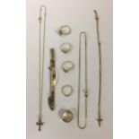 A SELECTION OF GOLD AND YELLOW METAL ITEMS To include a 9ct gold identity bracelet, a 9ct gold and