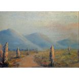 AN EARLY 20TH CENTURY AMERICAN IMPRESSIONIST STYLE OIL ON BOARD Landscape, mountain view with