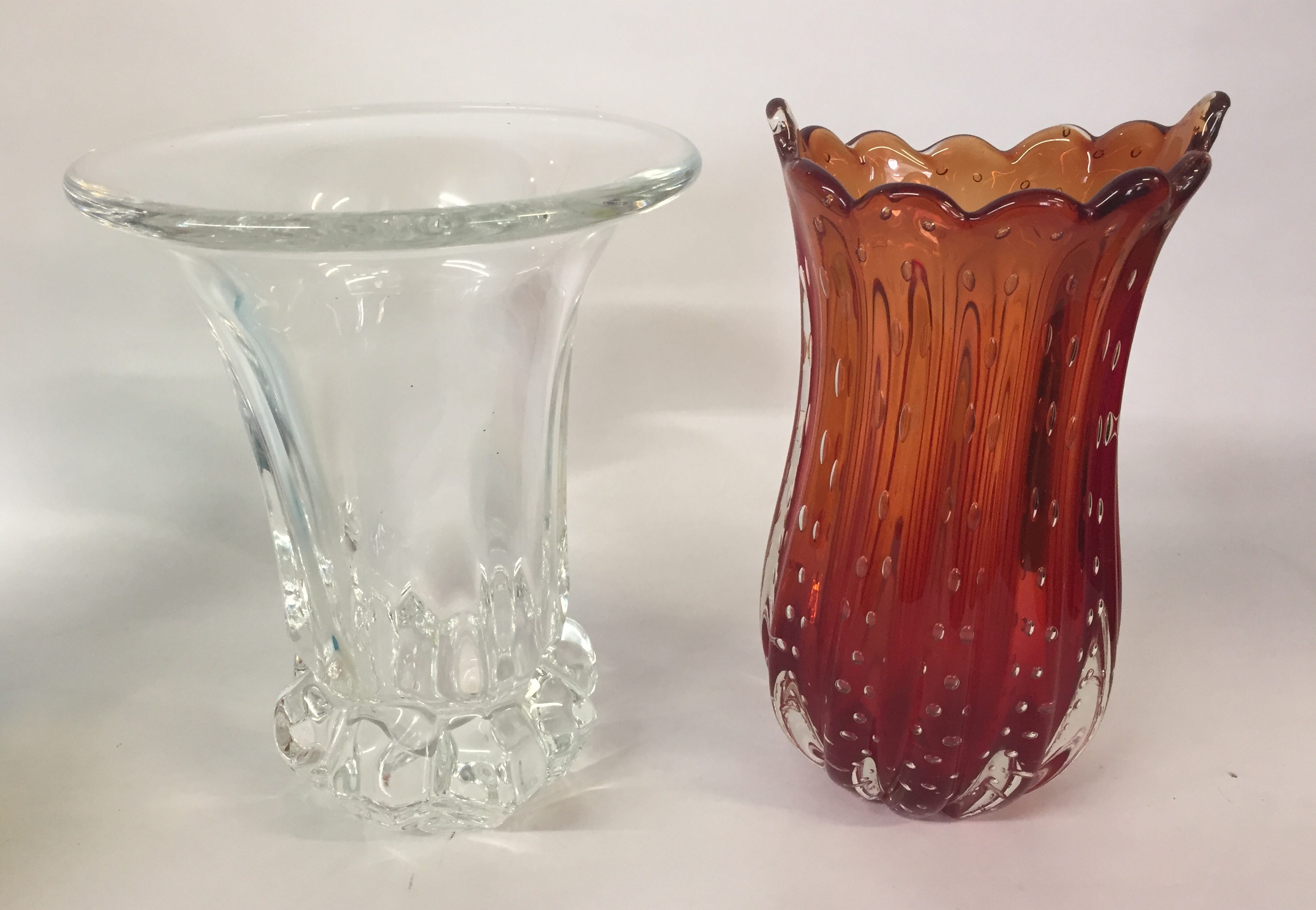 VANNES OF FRANCE, A 20TH CENTURY CRYSTAL GLASS TRUMPET VASE With shaped bottom and Vannes stamp to - Image 2 of 3