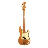 A VINTAGE COLUMBUS BASS GUITAR The body with a naturalistic finish, two pickups, satin fingerboard