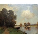 J.T. BEVKERS, AN EARLY 20TH CENTURY OIL ON BOARD Landscape, impressionist style river scene, a