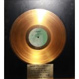 A MIKE OLDFIELD 'CRISIS' GOLD DISC AWARD Recieved for '25,000 sales in Austria, 'Presented by Ariola