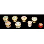 A COLLECTION OF EIGHT ENAMEL ON COPPER TRINKET BOXES Each marked 'Halcyon Days', having different