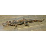 A LATE 19TH CENTURY TAXIDERMY CROCODILE. (l 92cm)