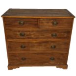 A 19TH CENTURY MAHOGANY CHEST Of two over three graduated drawers, applied with brass handles and
