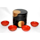 A COLLECTION OF 20TH CENTURY ORIENTAL LACQUER WARE To include a stacking set of picnic boxes,