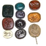 A COLLECTION OF 19TH CENTURY VENETIAN GLASS INTAGLIO CAMEOS Carved with classical scenes and