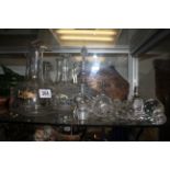 A COLLECTION OF EIGHT 19TH CENTURY AND LATER CUT LEAD CRYSTAL DECANTER BOTTLES Two baluster with