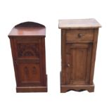 AN EDWARDIAN SATIN WALNUT POT CUPBOARD Along with a pine pot cupboard.