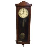 AN EARLY 20TH CENTURY ROSEWOOD AND COROMANDEL VIENNA WALL CLOCK With pendulum and weight. (97cm)