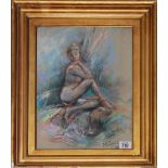 MICHAEL D'AGUILER, A 20TH CENTURY PASTEL SKETCH Portrait of a reclining nude, signed lower right and