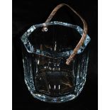 CARTIER, A CRYSTAL GLASS AND BLUE TINTED SILVER PLATE ICE BUCKET Of cube form, with a plain silver