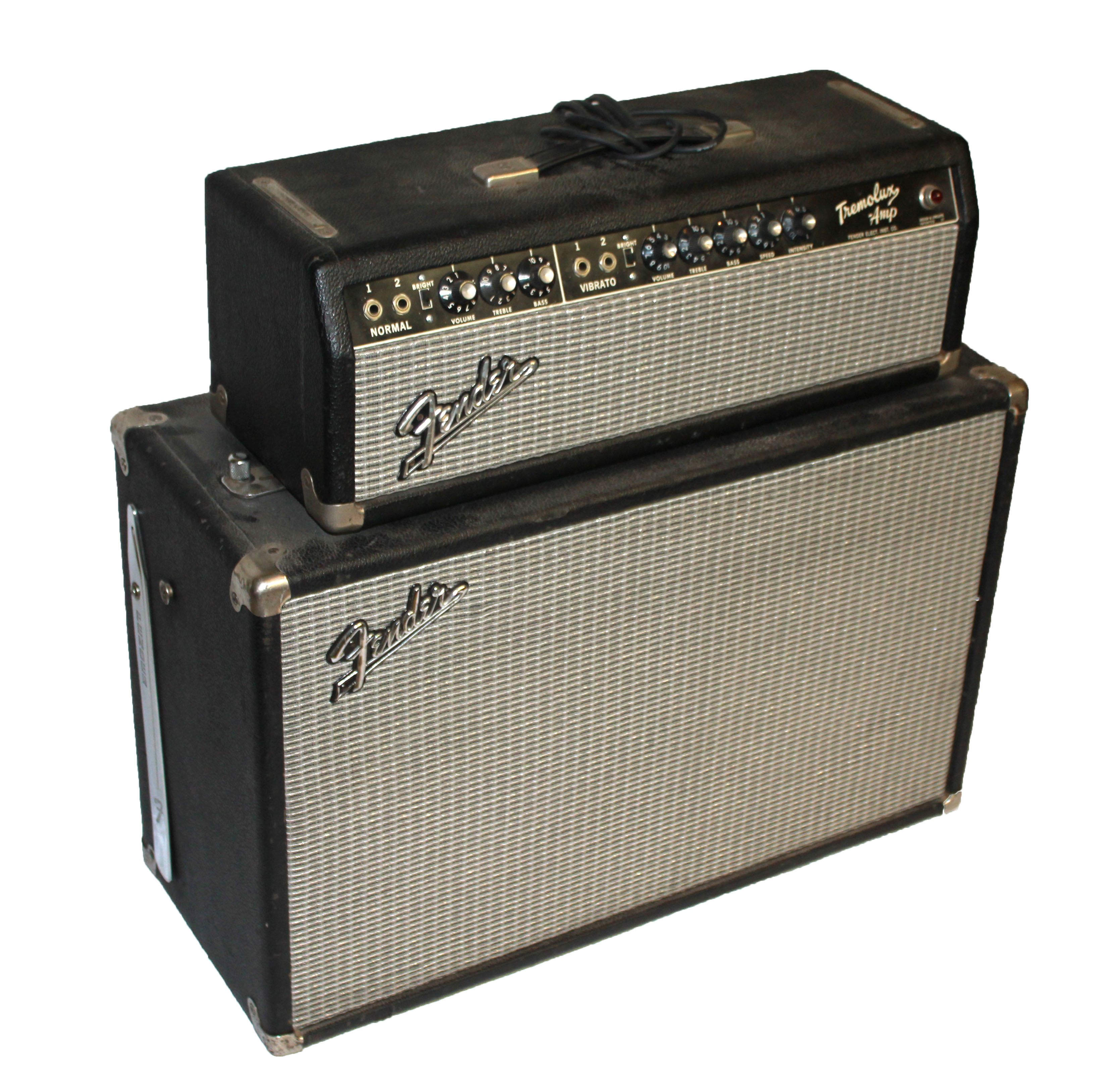 A FENDER 30 WATTS 2X10 TREMOLOLUX AMP, 1966 - 1967 Blackace piggyback combo with foot pedal. - Image 2 of 2