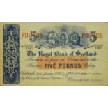 A VINTAGE ROYAL BANK OF SCOTLAND FIVE POND NOTE Dated 1962, numbered G28656 and bearing the