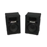 A PAIR OF MARSHALL 6121H 1 X 12 P.A SPEAKERS The 100 watt cabinets with carry handles and matt black