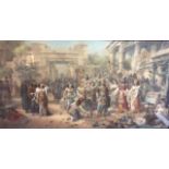 AFTER EMMANUEL OBERHAUSEN, A 19TH CENTURY GERMAN OVER PAINTED PRINT Egyptian scene taken from the