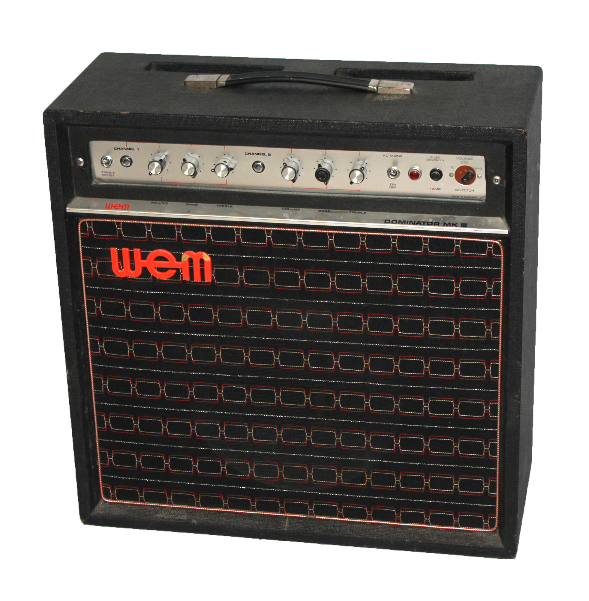 A 1970'S WEM DOMINATOR MK III The silvered front with two input channels.