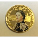 A BANK OF ZAMBIA 22CT GOLD AND ENAMEL TEN THOUSAND KWACHA COIN Bearing an enamelled portrait of