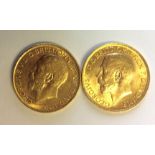 TWO EARLY 20TH CENTURY 22CT GOLD SOVEREIGN COINS Both dated 1912 and having a portrait of King