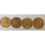 A COLLECTION OF FOUR EARLY 20TH CENTURY 22CT GOLD HALF SOVEREIGN COINS Two dated 1914 and two