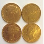 A COLLECTION OF FOUR VICTORIAN 22CT GOLD SOVEREIGNS COINS Consecutive years 1861, 1862,1863 and