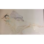 DAVID JAGGER, 1891 - 1958, A COLOURED PASTEL Study of a semi-clad female nude in a reclining pose,