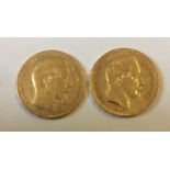 TWO NAPOLEON III FRENCH 22CT GOLD TWENTY FRANC COINS, DATED 1854 AND 1864 Bearing a laurel wreath to