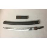 A 20TH CENTURY JAPANESE 'WAKIZASHI' SWORD The blade with incised decoration and character marks at