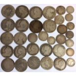 A COLLECTION OF VICTORIAN SILVER COINS To include eight half crowns and two Gothic head one florin