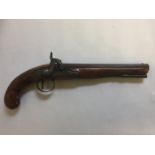 DUNDERDALE & MALSON, A 19TH CENTURY FLINTLOCK PISTOL With walnut grip, fixed ramrod and engraved