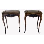 A RARE PAIR OF 19TH CENTURY FRENCH ROSEWOOD JARDINIÈRE TABLES The removable gilt banded tops
