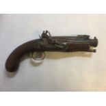 AN 18TH/EARLY 19TH CENTURY FLINTLOCK PISTOL With quick release bayonet and stored ramrod, the side