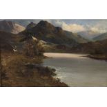 DOLFFANOG TAL-Y-LLYN, A 19TH CENTURY OIL ON CANVAS North Wales, unsigned and gilt framed. (74cm x