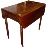 A 19TH CENTURY MAHOGANY PEMBROKE TABLE With turned legs and brass castors, together with a 19th