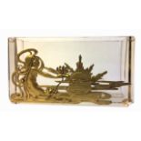 AN ART NOUVEAU GILT METAL AND CUT GLASS BOWL The rectangular with applied decoration featuring a