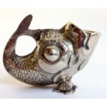 A RARE AND UNUSUAL VICTORIAN SILVER FISH FORM SPOON WARMER Raised on two turtle shape feet and