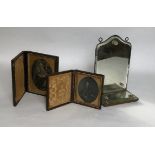 TWO DAGUERREOTYPE PORTRAITS Along with a mirrored wall bracket.