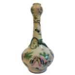 AN ANTIQUE ORIENTAL POTTERY BULBOUS VASE Having a slender neck entwined with a salamander in