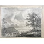 PAUL SANDBY, R.A., 1730 - 1809, PEN, INK AND WASH Landscape view with figures and cattle Inscription