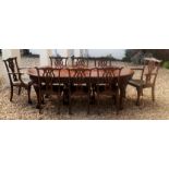 AN EARLY 20TH CENTURY MAHOGANY DINING ROOM SUITE Comprising an extending dining table, complete with