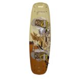 A 'HYPERLITE MURRAY' WAKEBOARD The orange and cream board with depictions of griffins to both sides,